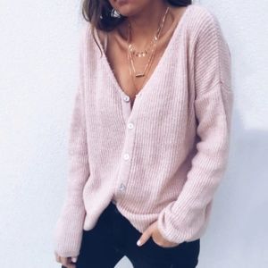 Banana Republic Rose Pink Silk Ribbed Cardigan